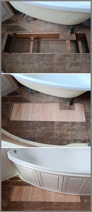 floorboards repair in bathroom